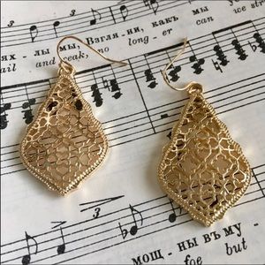 Bdecked & Bdazzled Jewelry - Moroccan Gold Scroll Hexagon Statement Earrings Bdecked & Bdazzled Jewelry - Moroccan Gold Scroll Hexagon Statement Earrings